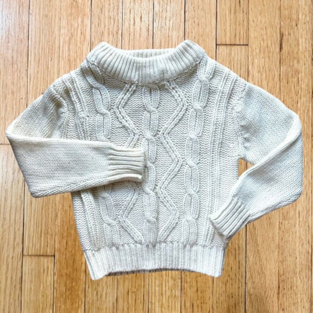 Sears 70s Cable Knit Fisherman Sweater Ivory Boy’s 2T Kings Road Unisex